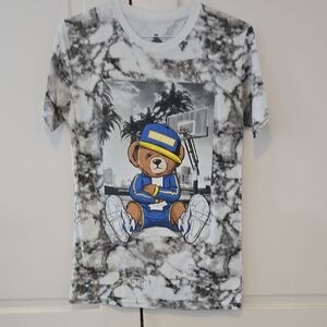 Launder Bailey Apparel Graphic T-Shirt with Bear Design - Black and White